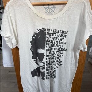 CHASER Bob Dylan ultra thin White Graphic Tee with Black Design